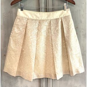 See by Chloe Champagne Brocade Silk Pleated Skirt Sz 4